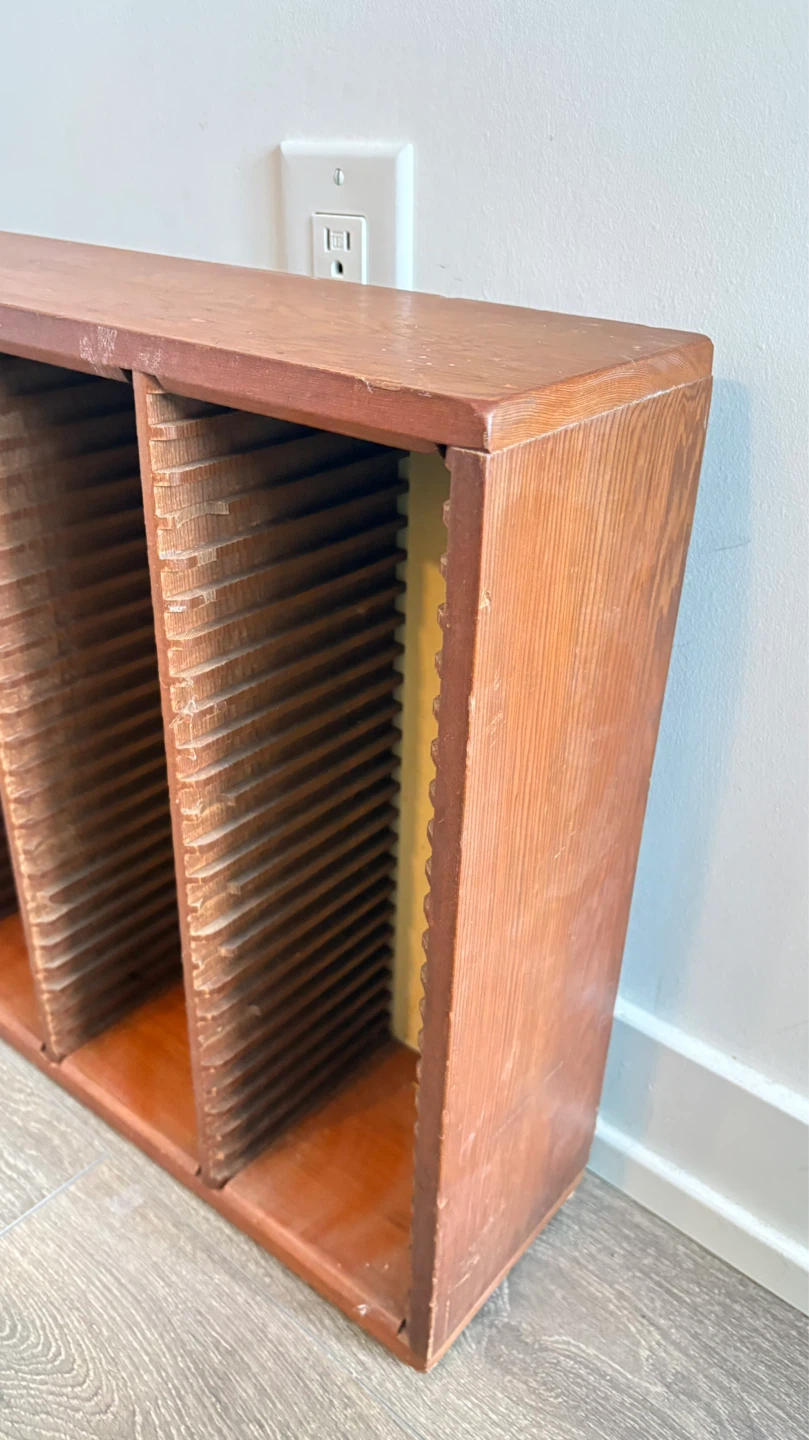 Vintage Wooden Record Storage Shelf - photo 4