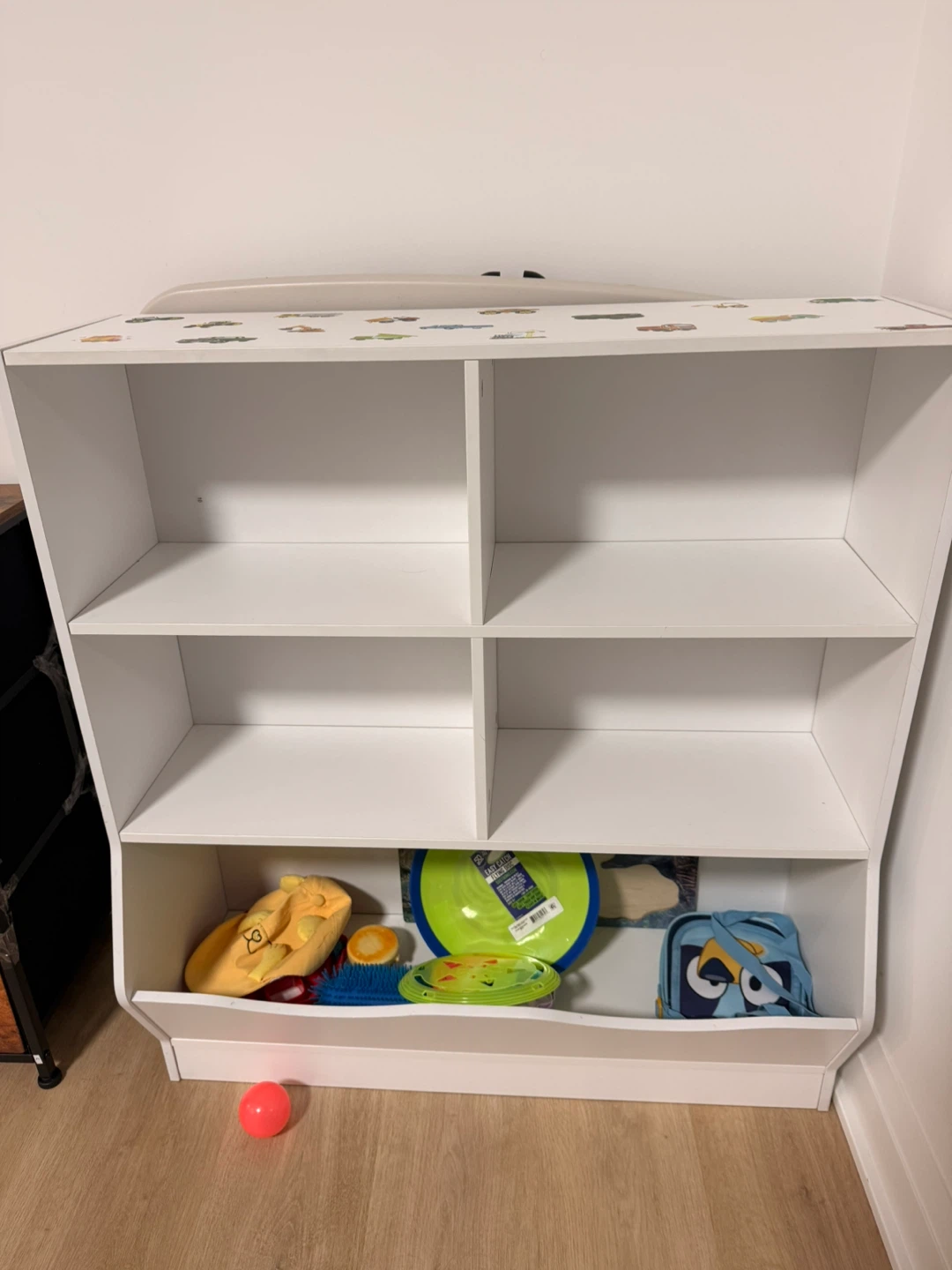 White Toy Organizer Shelf with Car Decals - photo 3