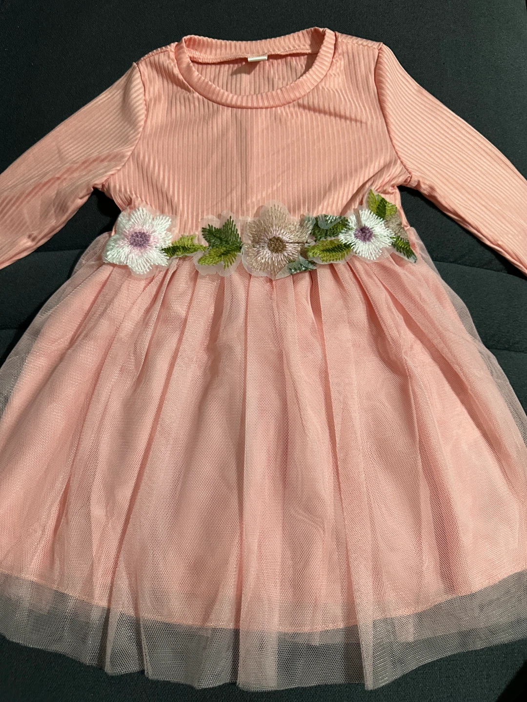 Pink Tulle Dress with Floral Belt 🌱