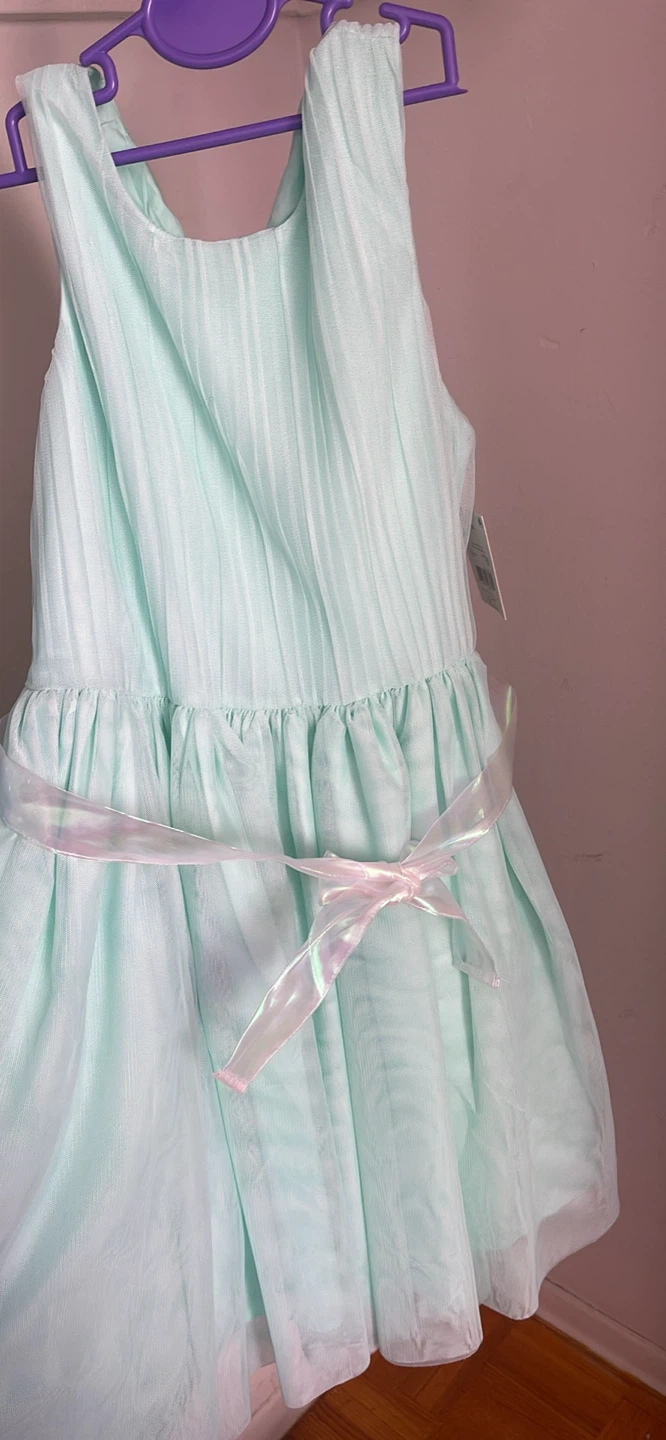 Girl's Mint Green Tulle Dress with Ribbon