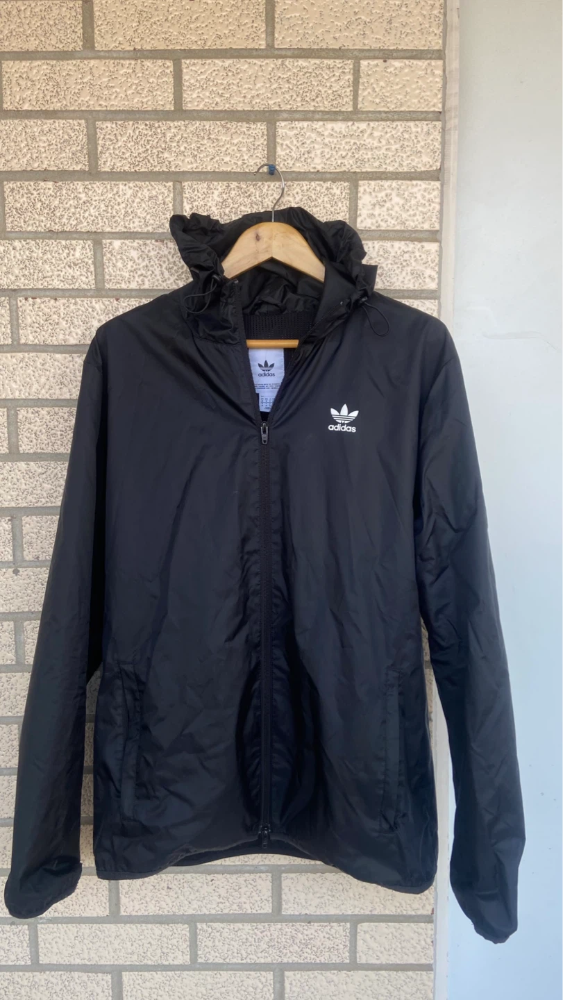 Adidas Black Windbreaker Jacket with Trefoil Logo