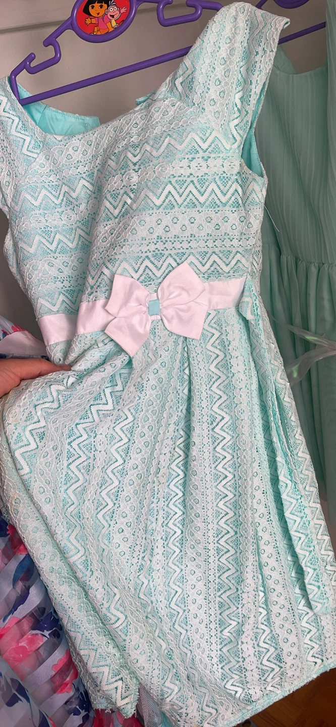 Girls Mint Dress with Bow