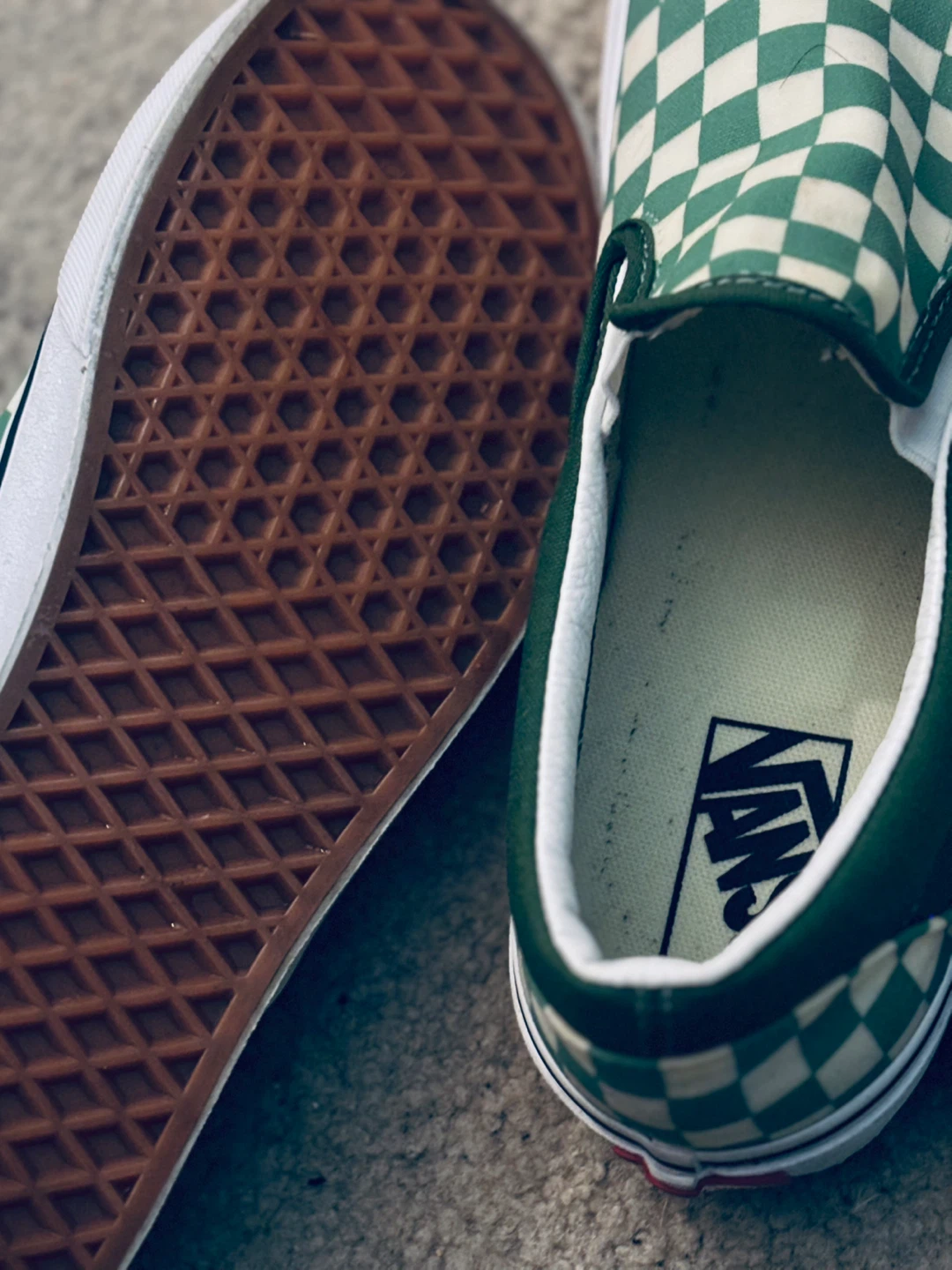 Vans Checkerboard Slip-On Shoes - Green - photo 4