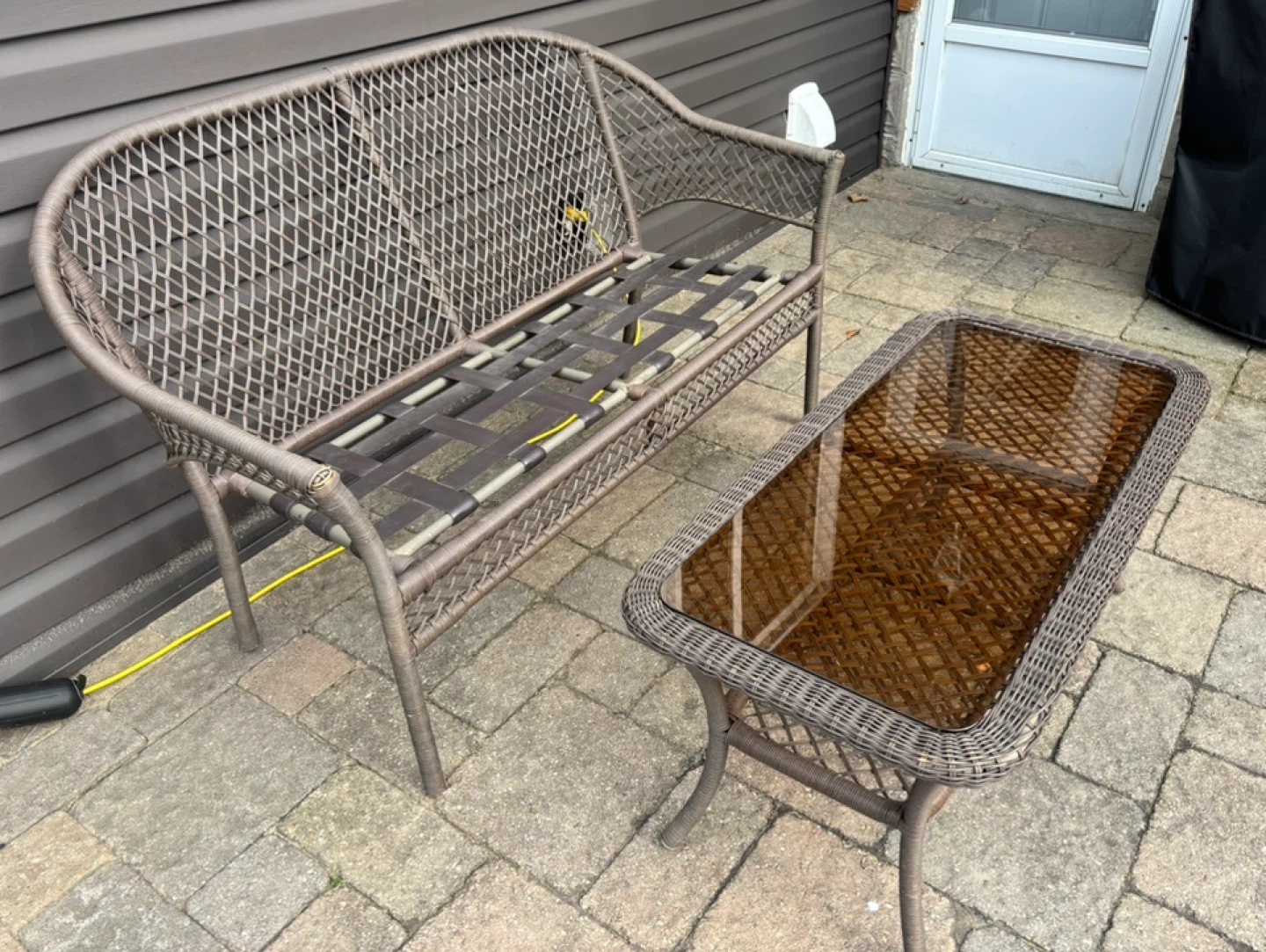 Wicker resin loveseat & coffee table - photo 2