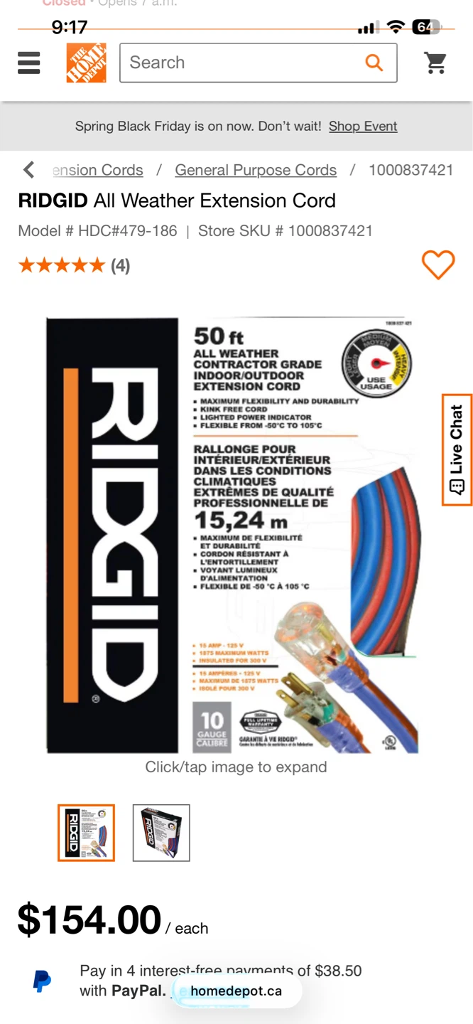 RIDGID 50ft 10-Gauge Contractor Grade Extension Cord - All Weath - photo 4