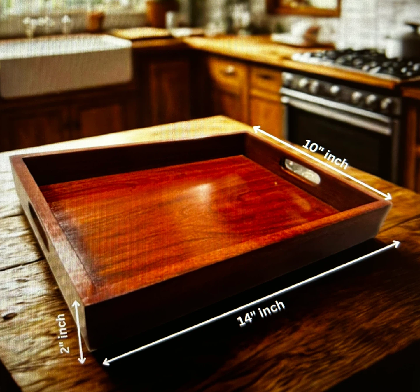Wooden Serving Tray with Handles - photo 4