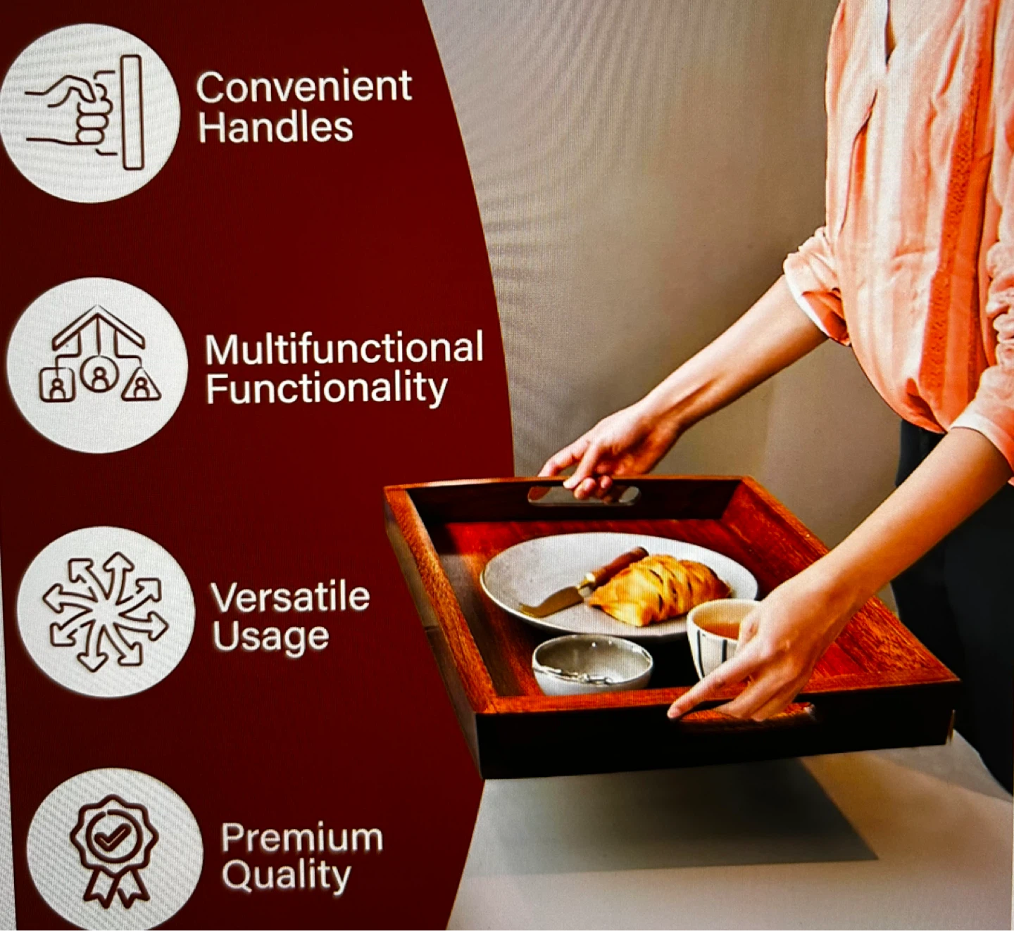 Wooden Serving Tray with Handles - photo 5