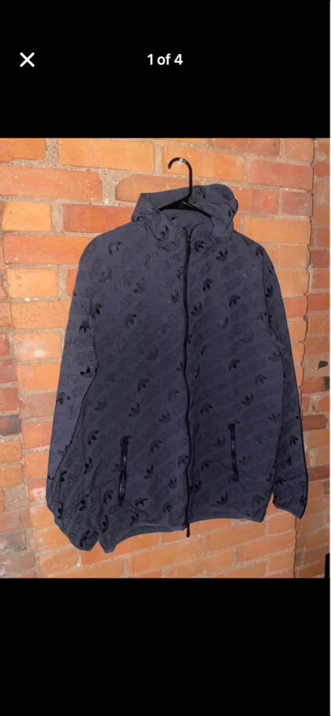 Adidas All Over Trefoil Print Hooded Jacket