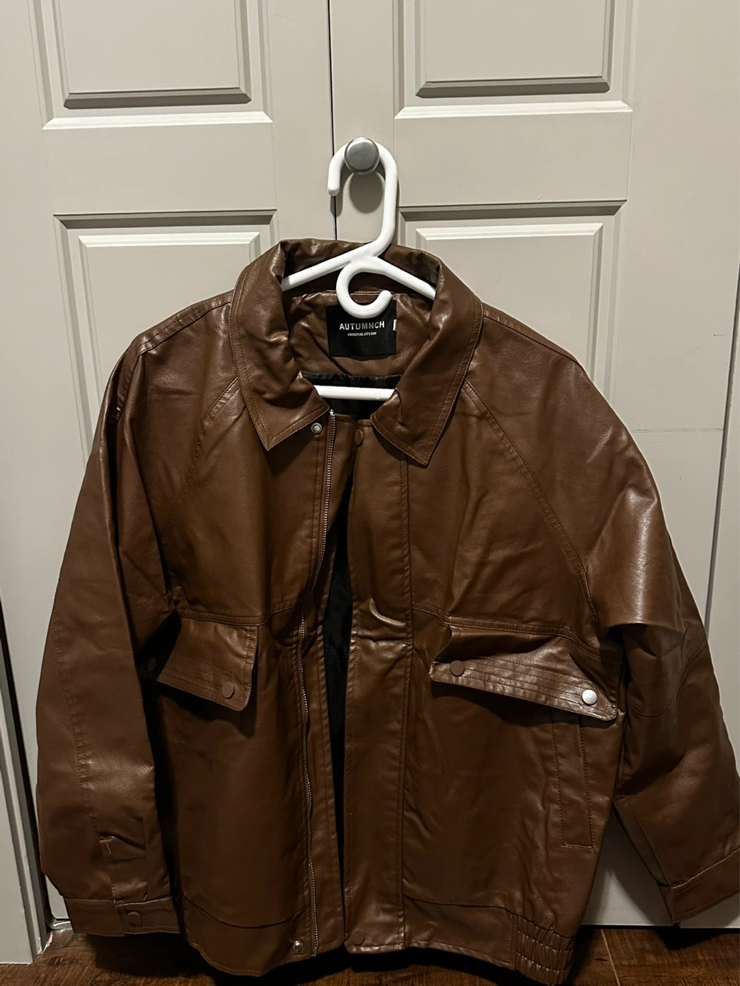 Autumn Ch Brown Faux Leather Jacket