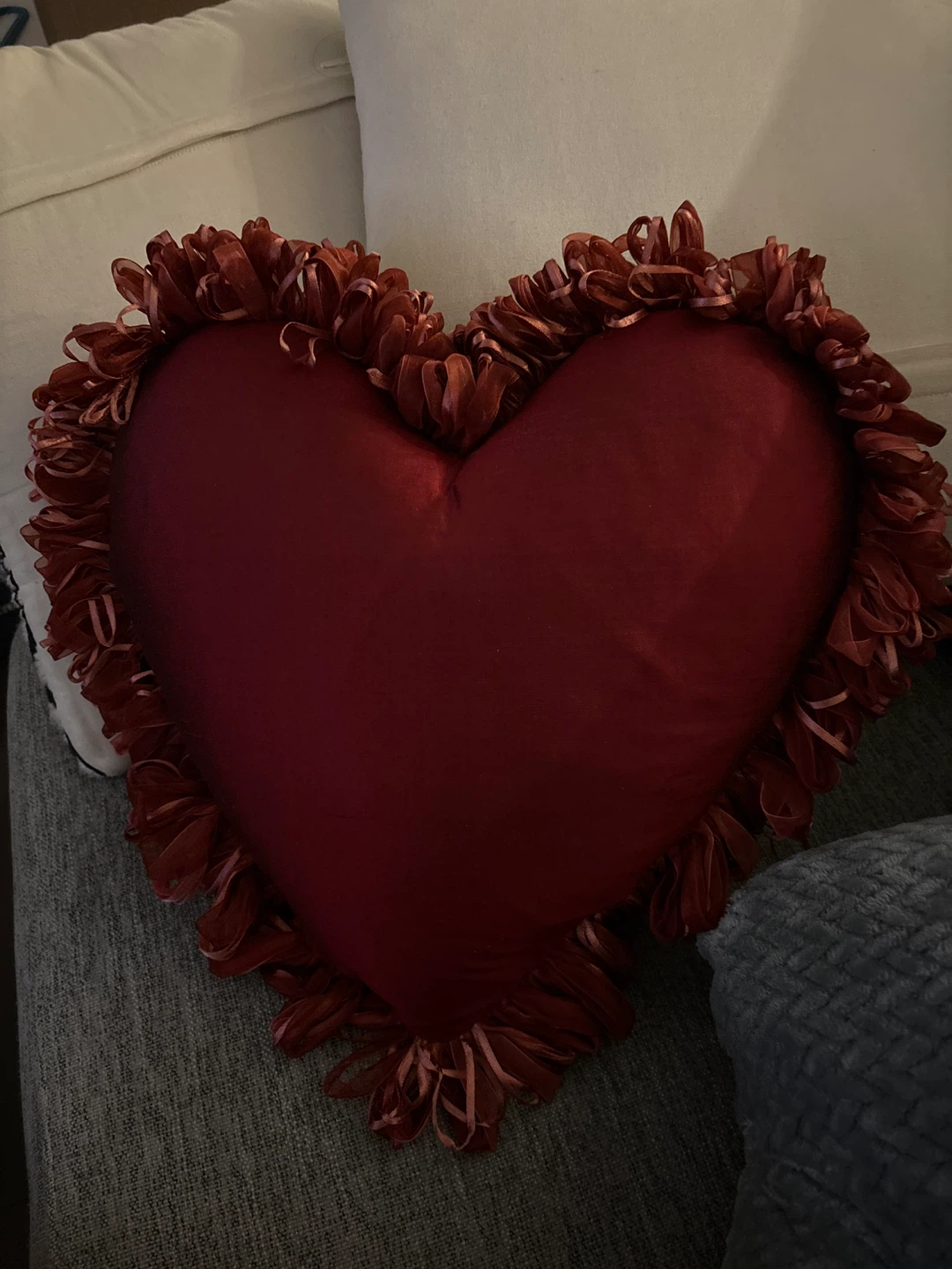 Red Heart Shaped Decorative Pillow