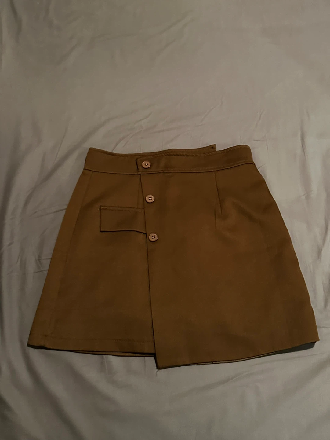 Brown Mini Skirt with Button Detail