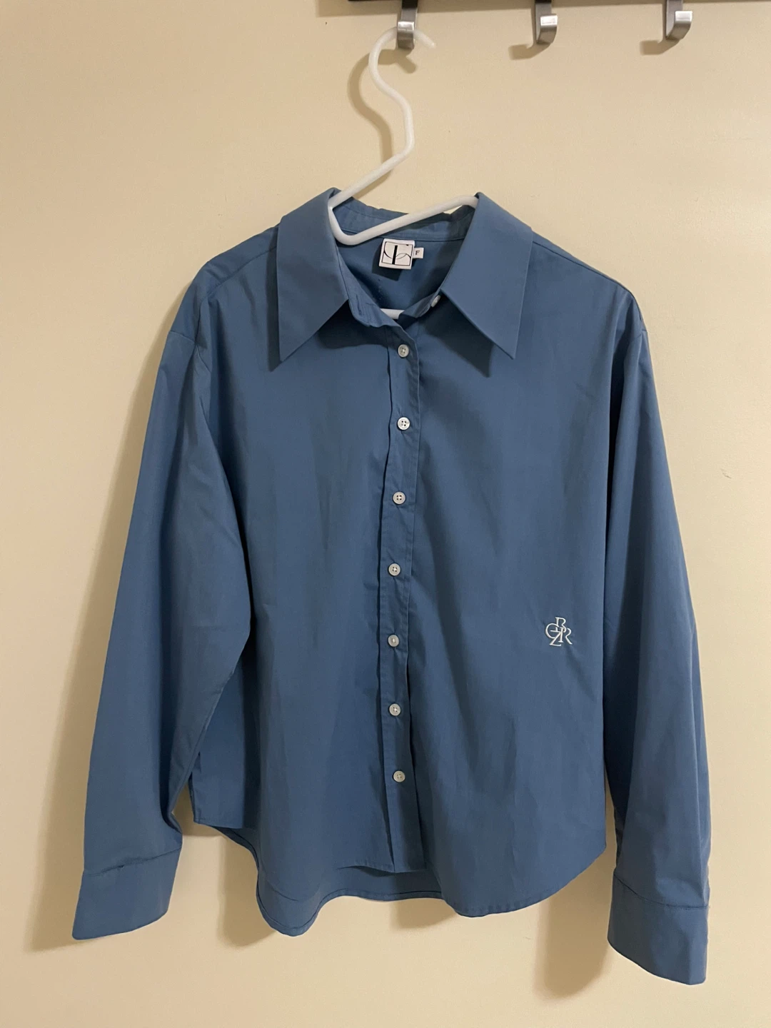 Blue-Sleeve Button-Up Shirt from Korea