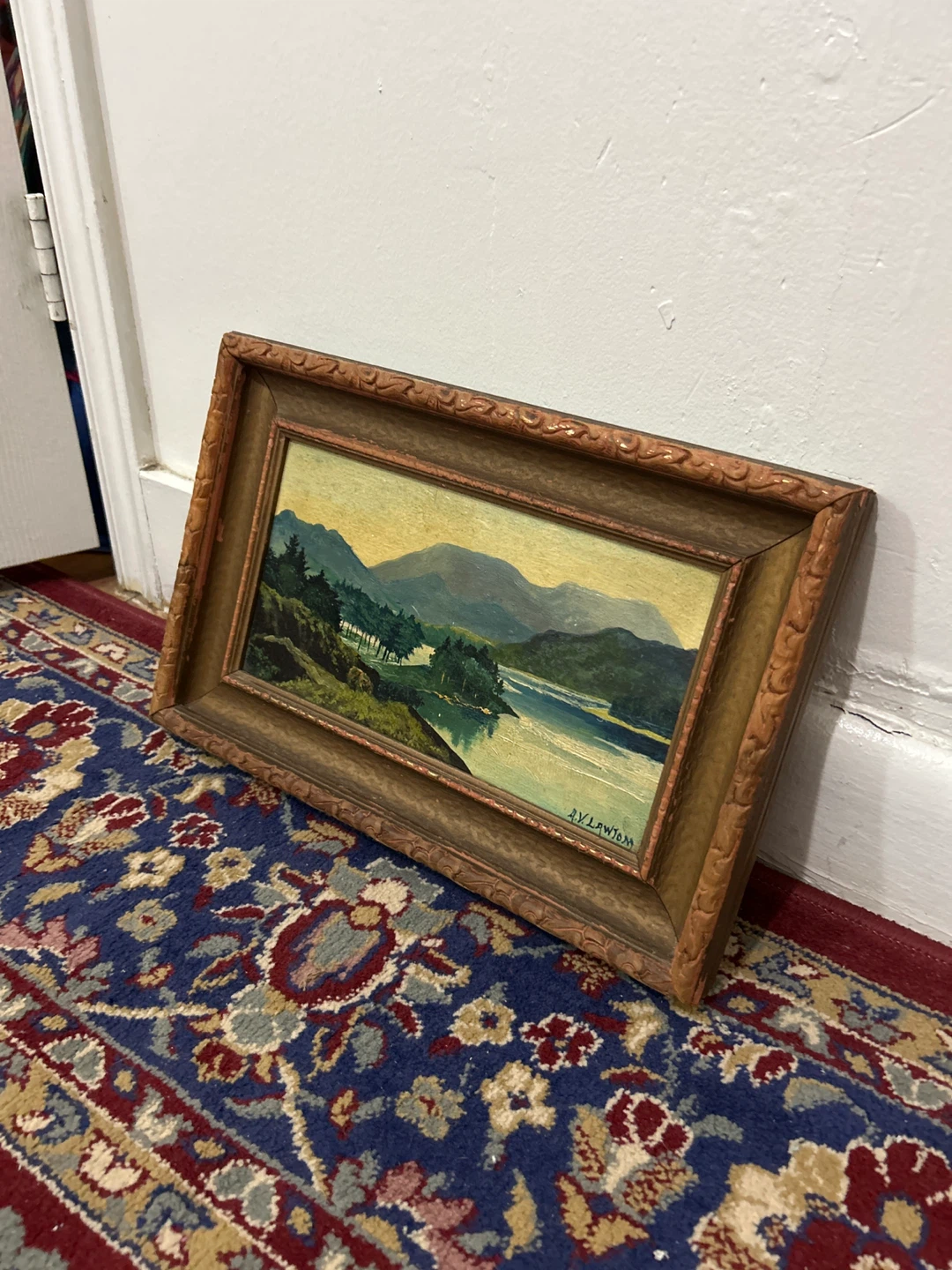 Framed Landscape Painting by A.V. Lawom