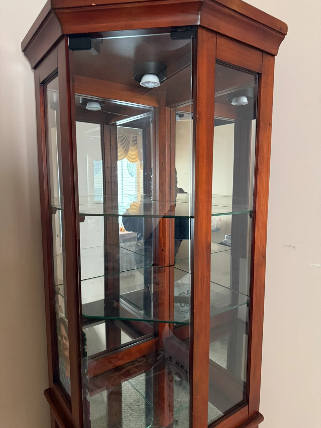 Wooden Corner Curio Display Cabinet with Glass Shelves - photo 4