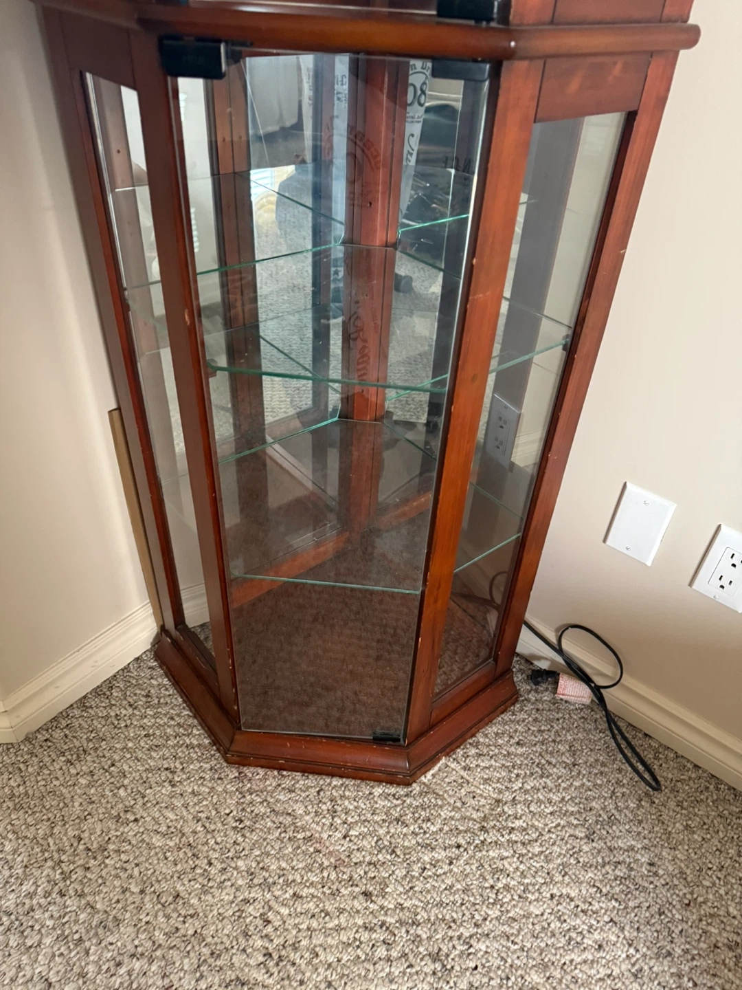 Wooden Corner Curio Display Cabinet with Glass Shelves - photo 5