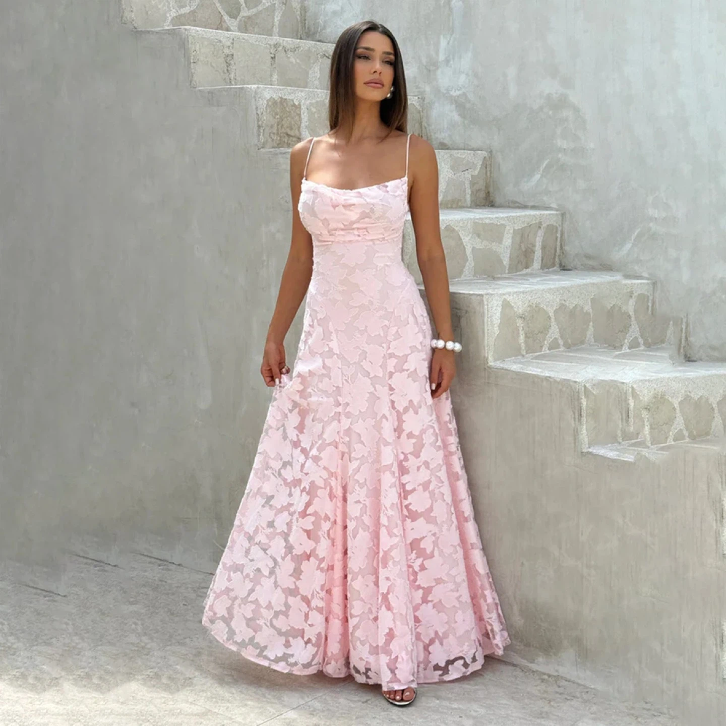 Pink Lace Spaghetti Strap Maxi Dress - photo 2