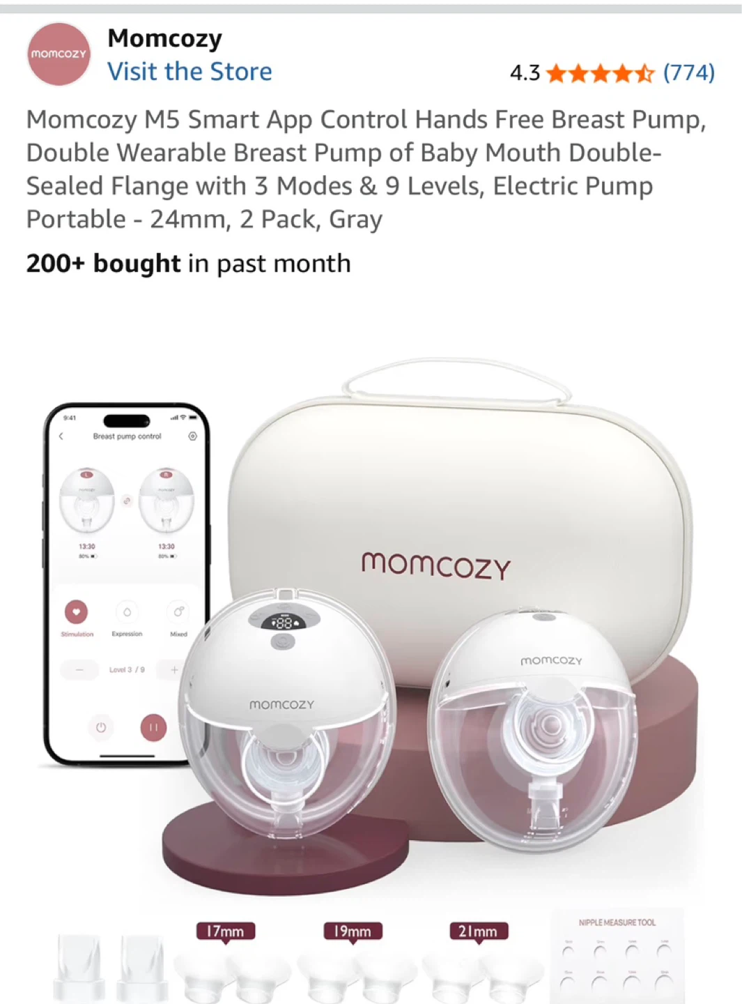 Momcozy M5 Smart Wearable Breast Pump - Double