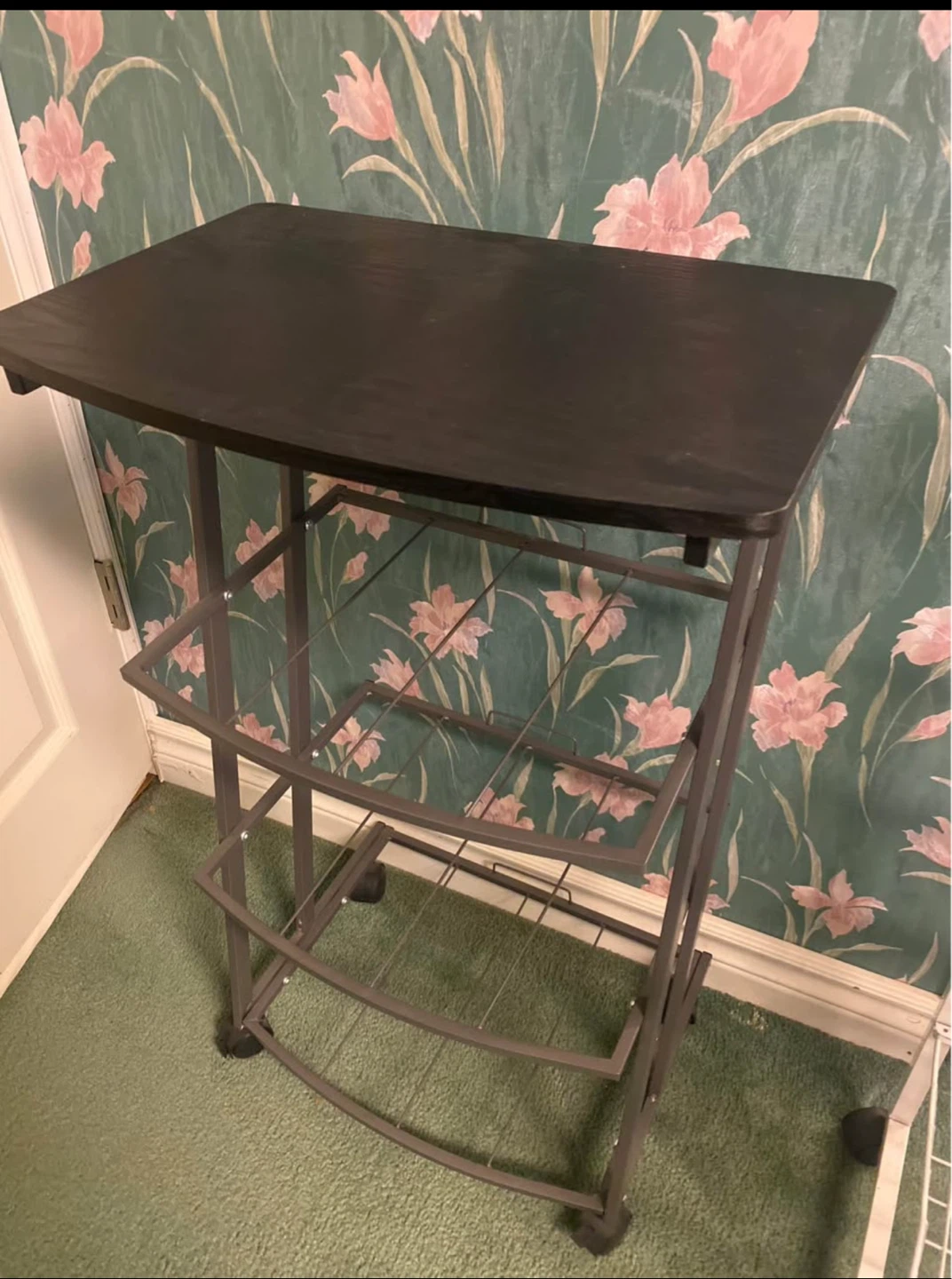 Table ,  Black Rolling Utility Cart with Shelves
