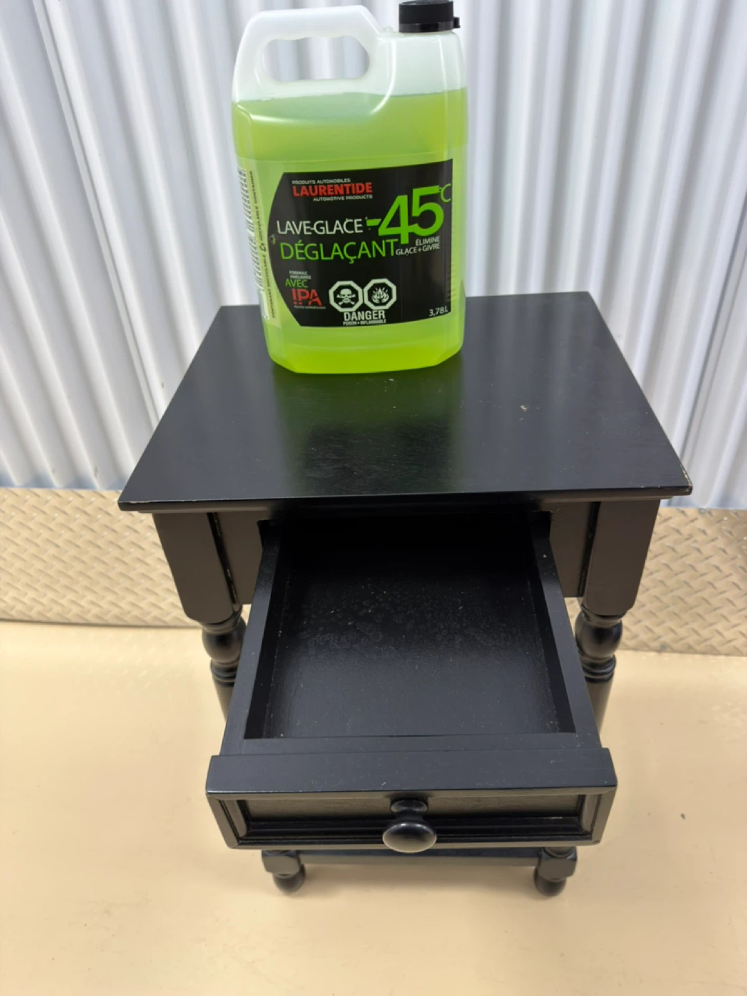 Vintage Black End Table with Drawer - photo 3