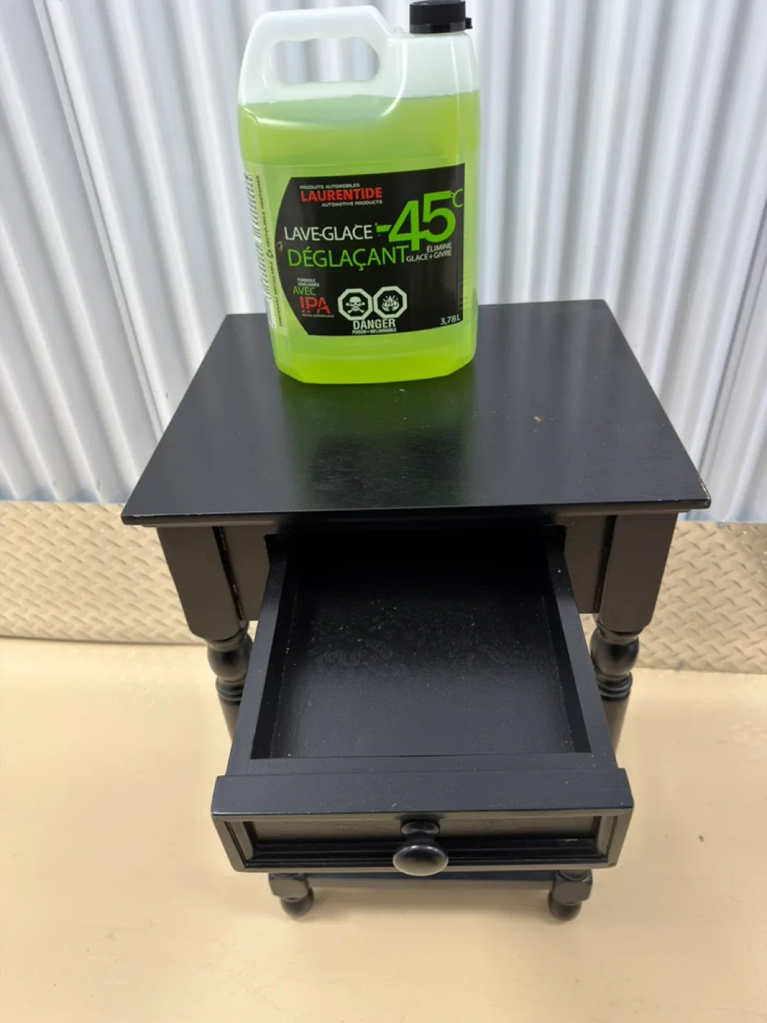 Vintage Black End Table with Drawer - photo 3