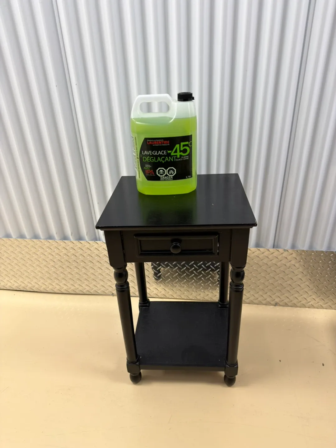 Vintage Black End Table with Drawer