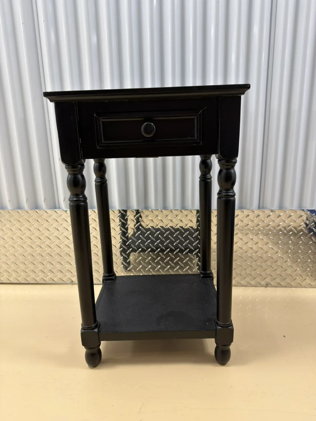 Vintage Black End Table with Drawer - photo 4