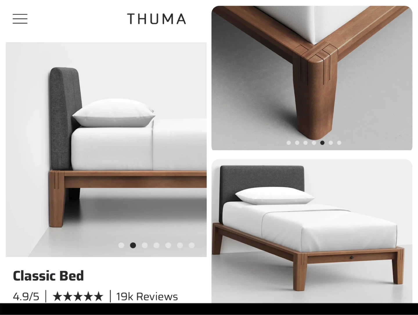2 x THUMA Classic Bed Frame Walnut + Charcoal headboard  TWIN - photo 3