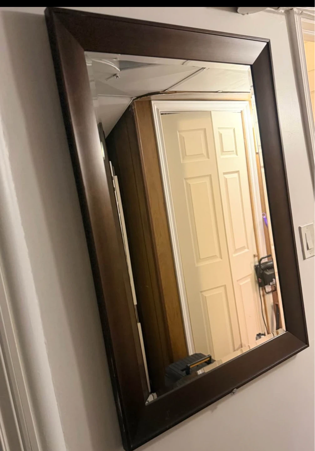 Framed Mirror - Dark Wood Finish