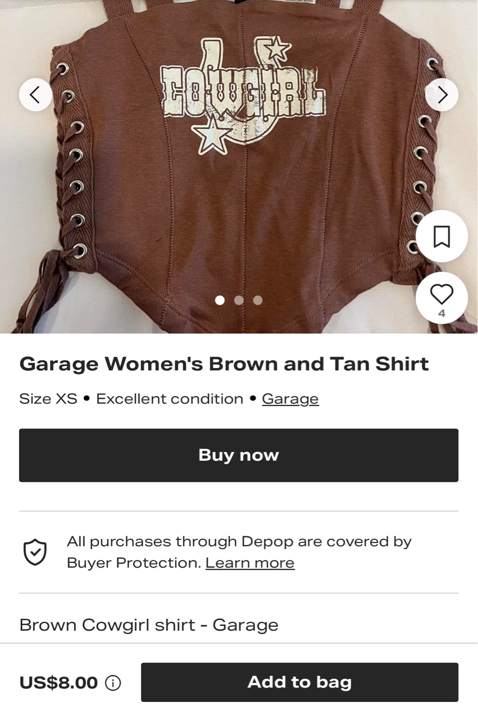 Garage Women's Brown "Cowgirl" Corset Top - XS - photo 2