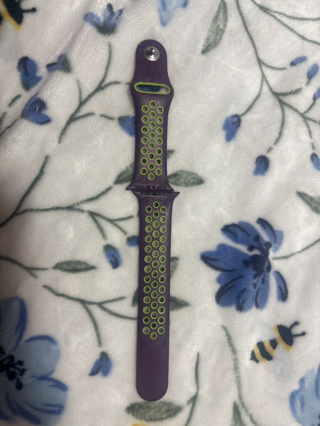 Purple Silicone Apple Watch Band with Green Accents
