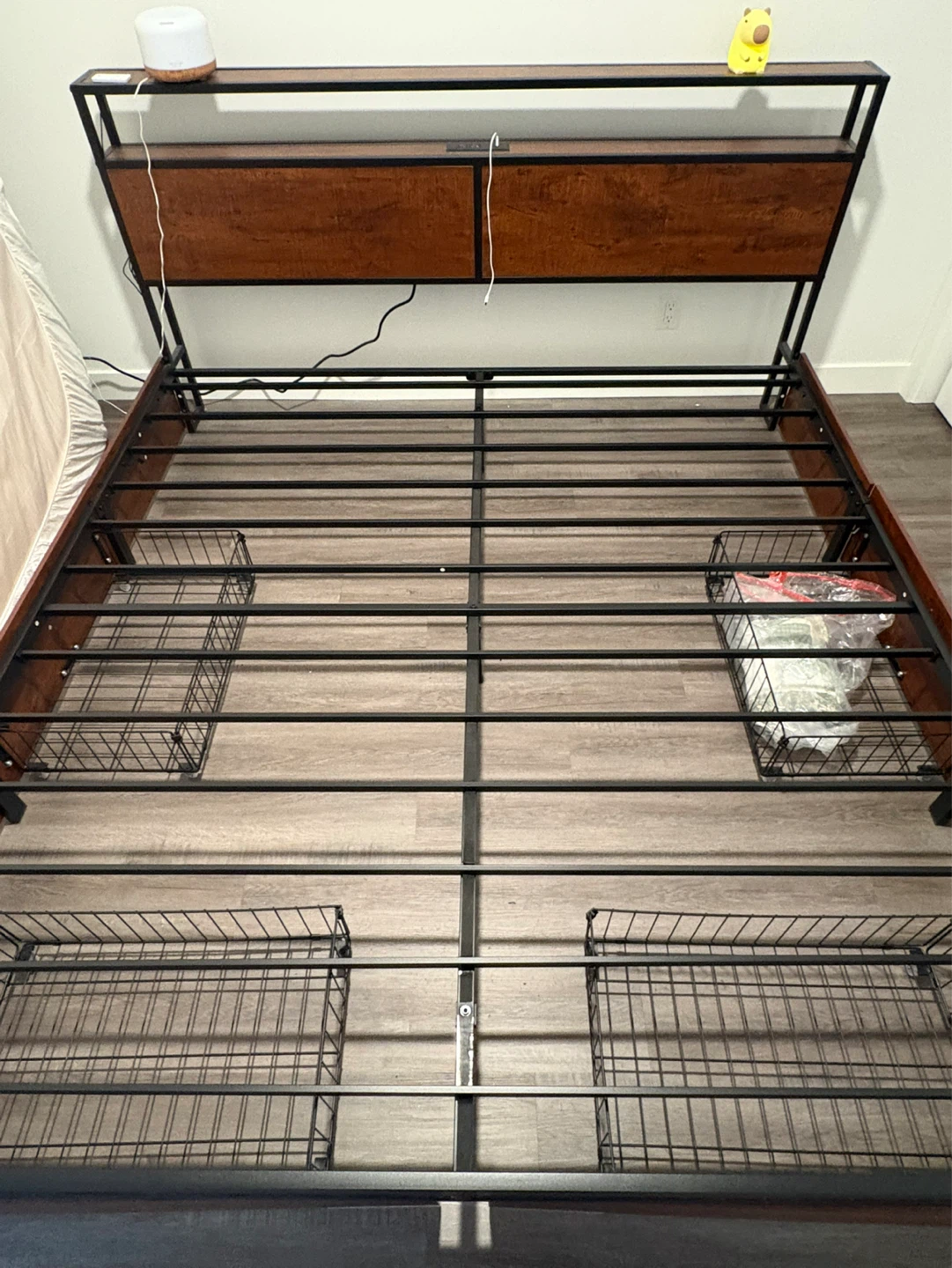 King Size Bed Frame with Storage and USB Ports and Outlet - photo 3