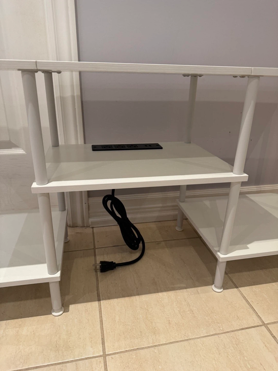 White TV Stand with Power Outlets and USB Ports - photo 2
