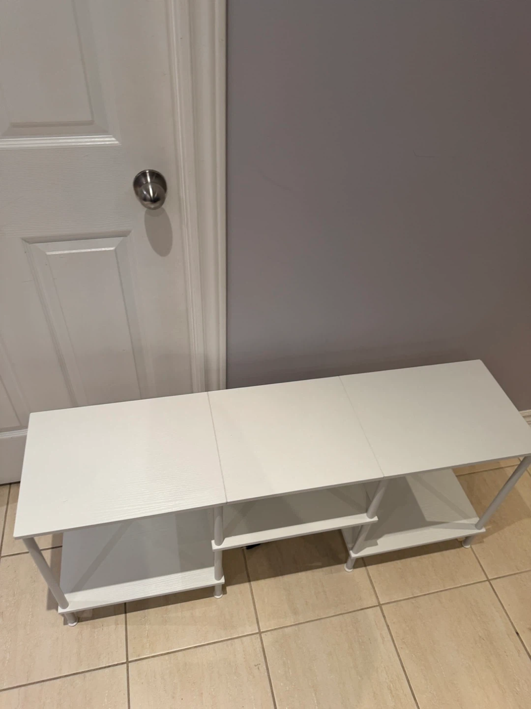 White TV Stand with Power Outlets and USB Ports - photo 3
