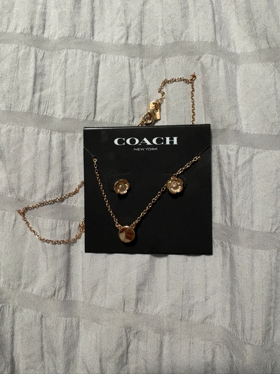 Coach Rose Gold Flower Necklace and Earring Set