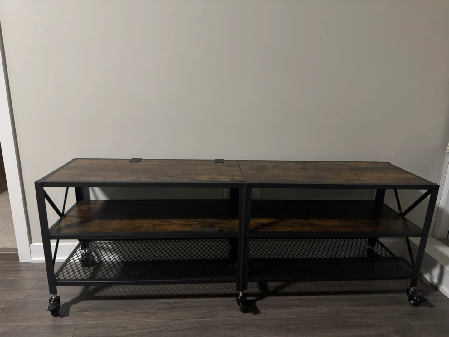 Industrial Style Media Console with Shelves - photo 2