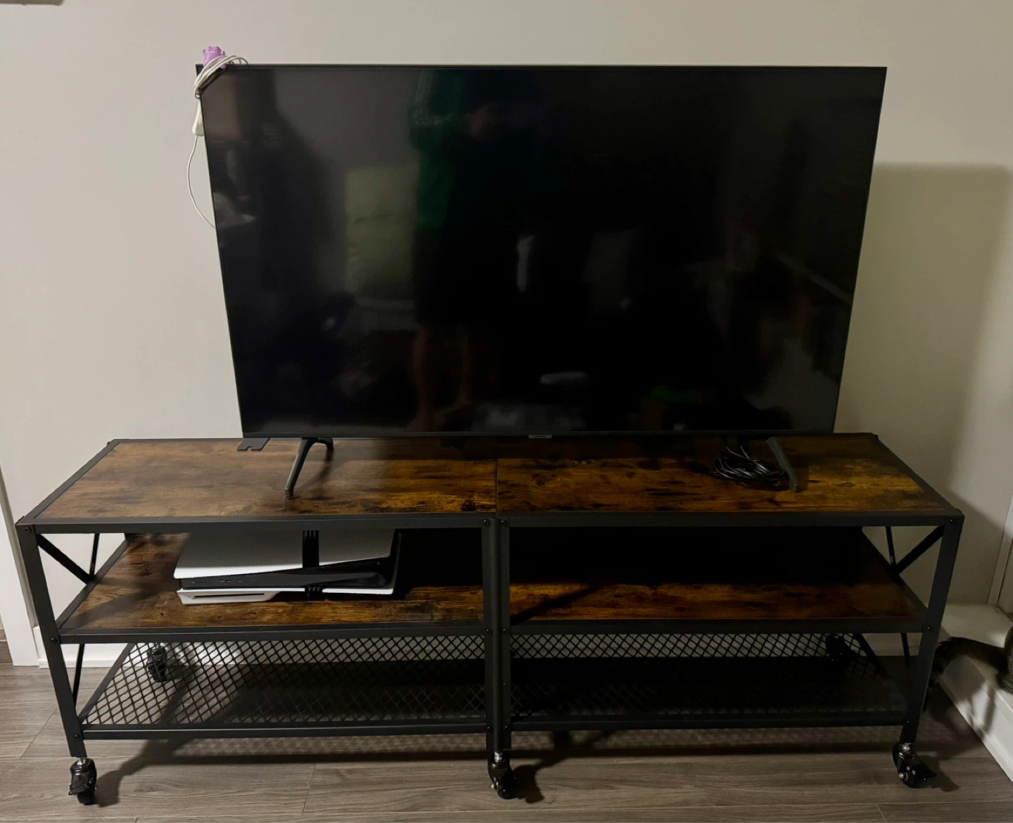 Industrial Style Media Console with Shelves - photo 3
