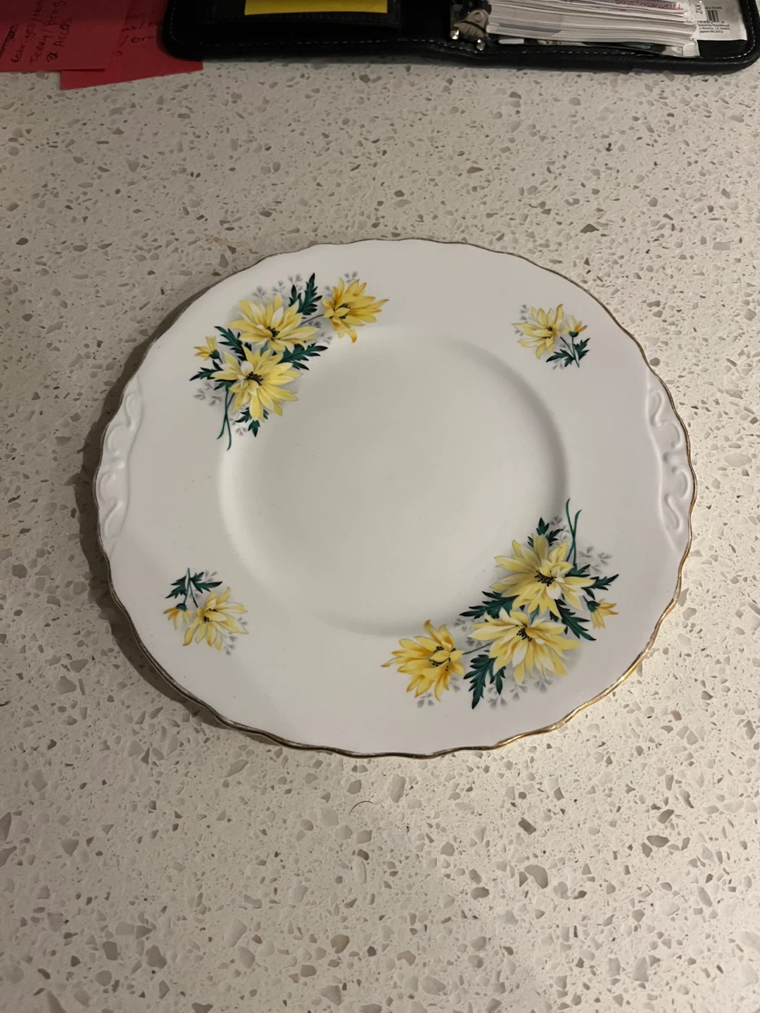 Vintage Crown Royal Fine China Plate - Yellow Floral Design