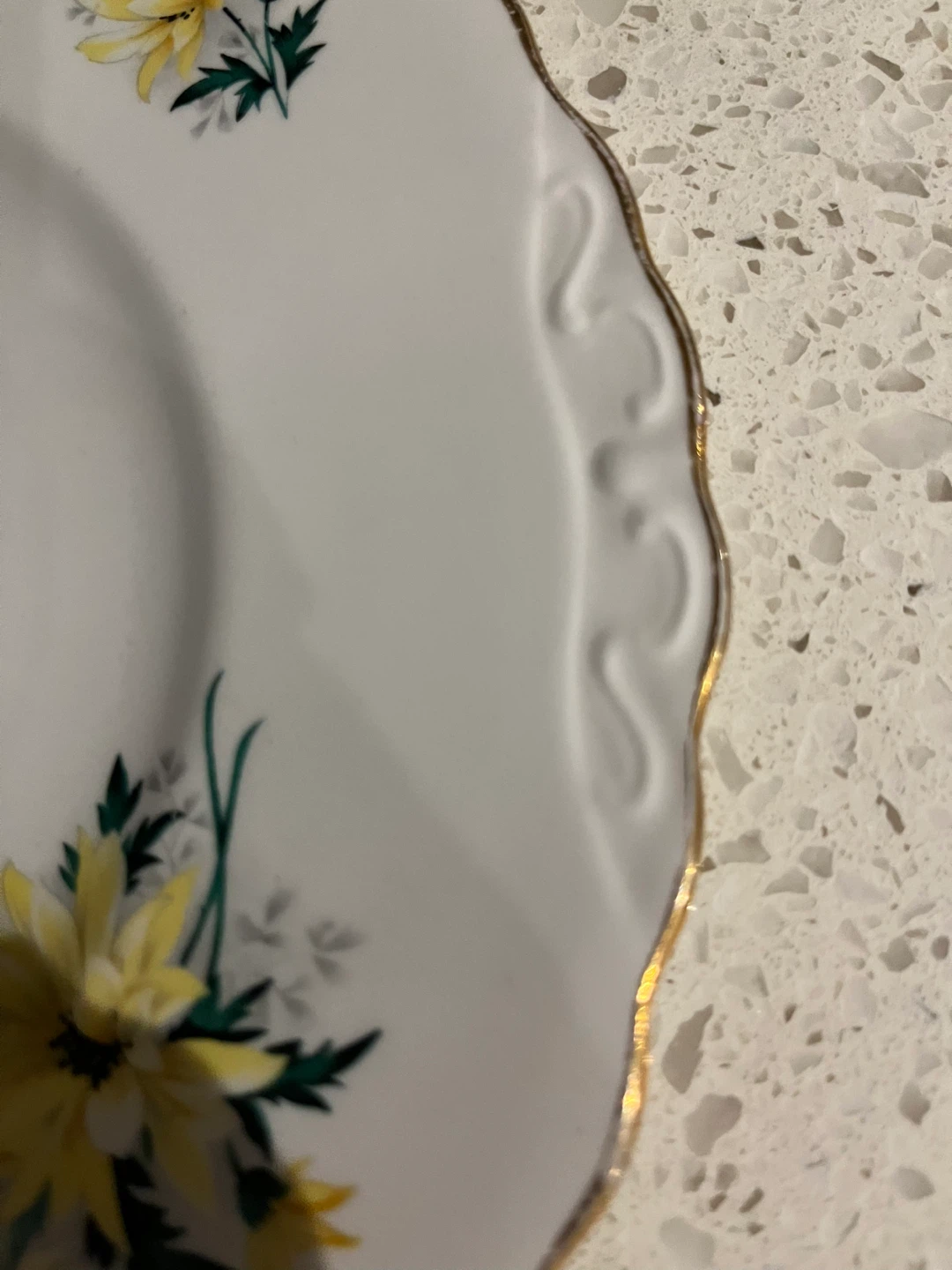 Vintage Crown Royal Fine China Plate - Yellow Floral Design - photo 2