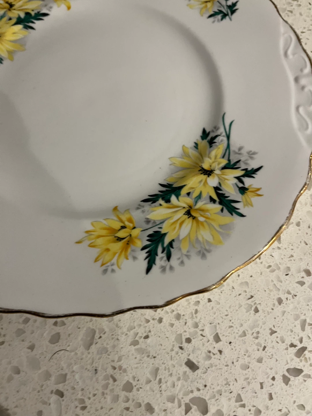 Vintage Crown Royal Fine China Plate - Yellow Floral Design - photo 3