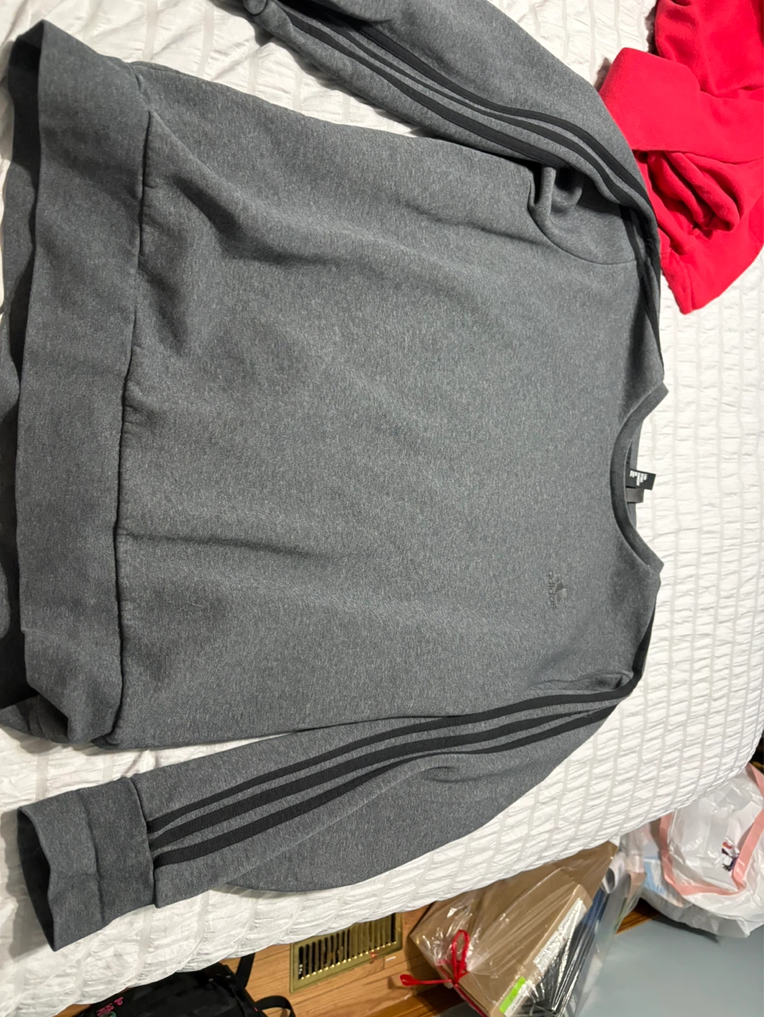 Adidas Grey Crewneck Sweatshirt with 3-Stripes
