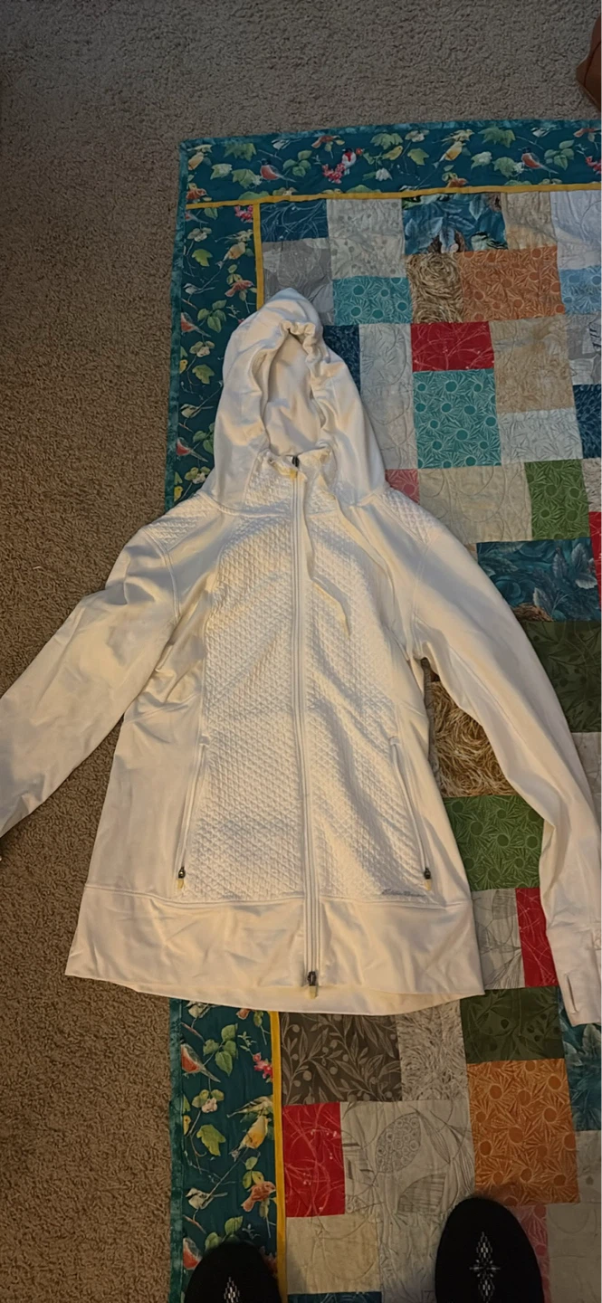 White Athletic Zip-Up Hoodie