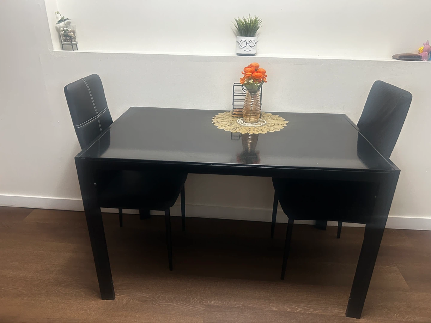 Black Dining Table with 2 Chairs