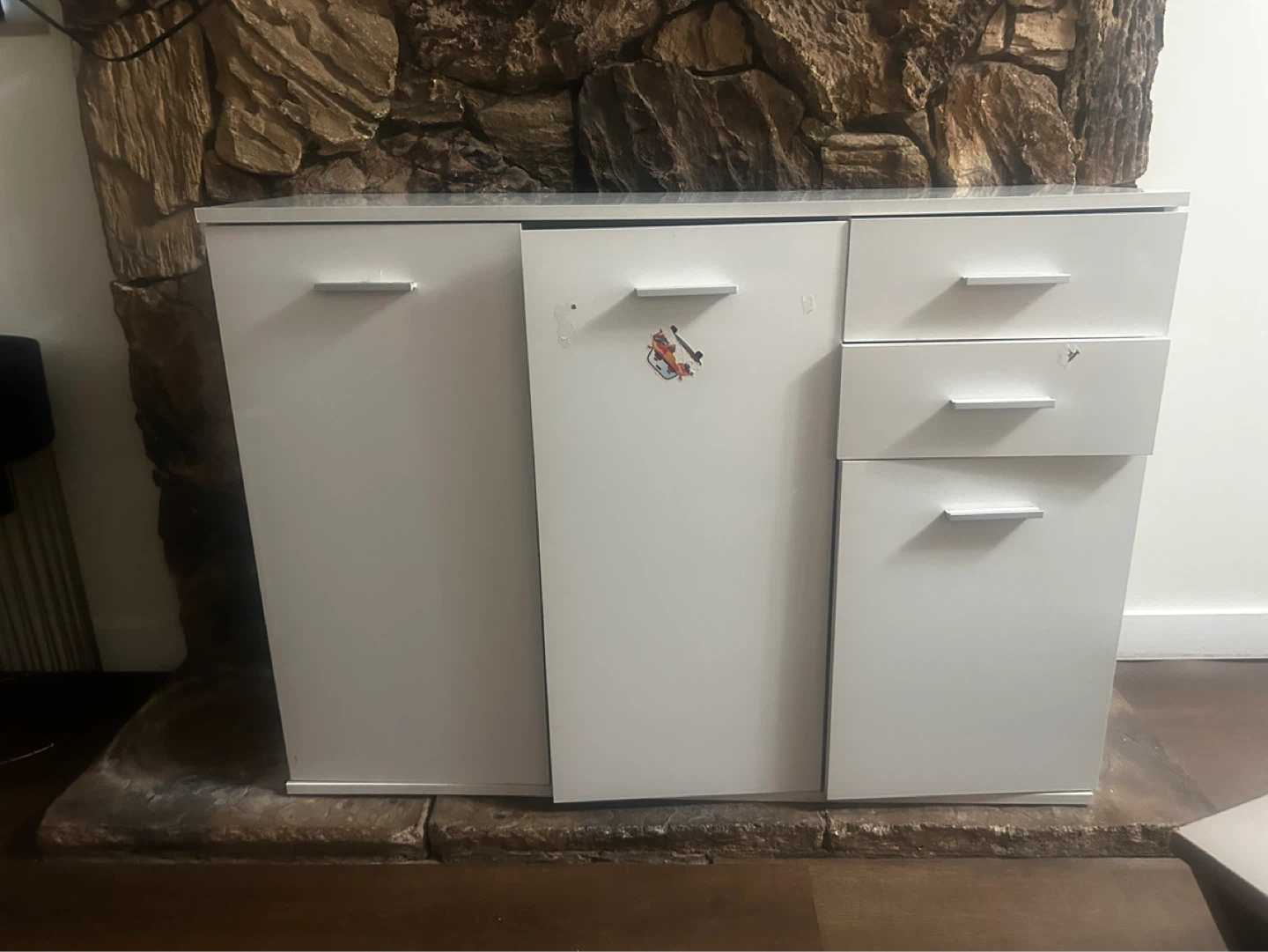 White Storage Cabinet with Drawers