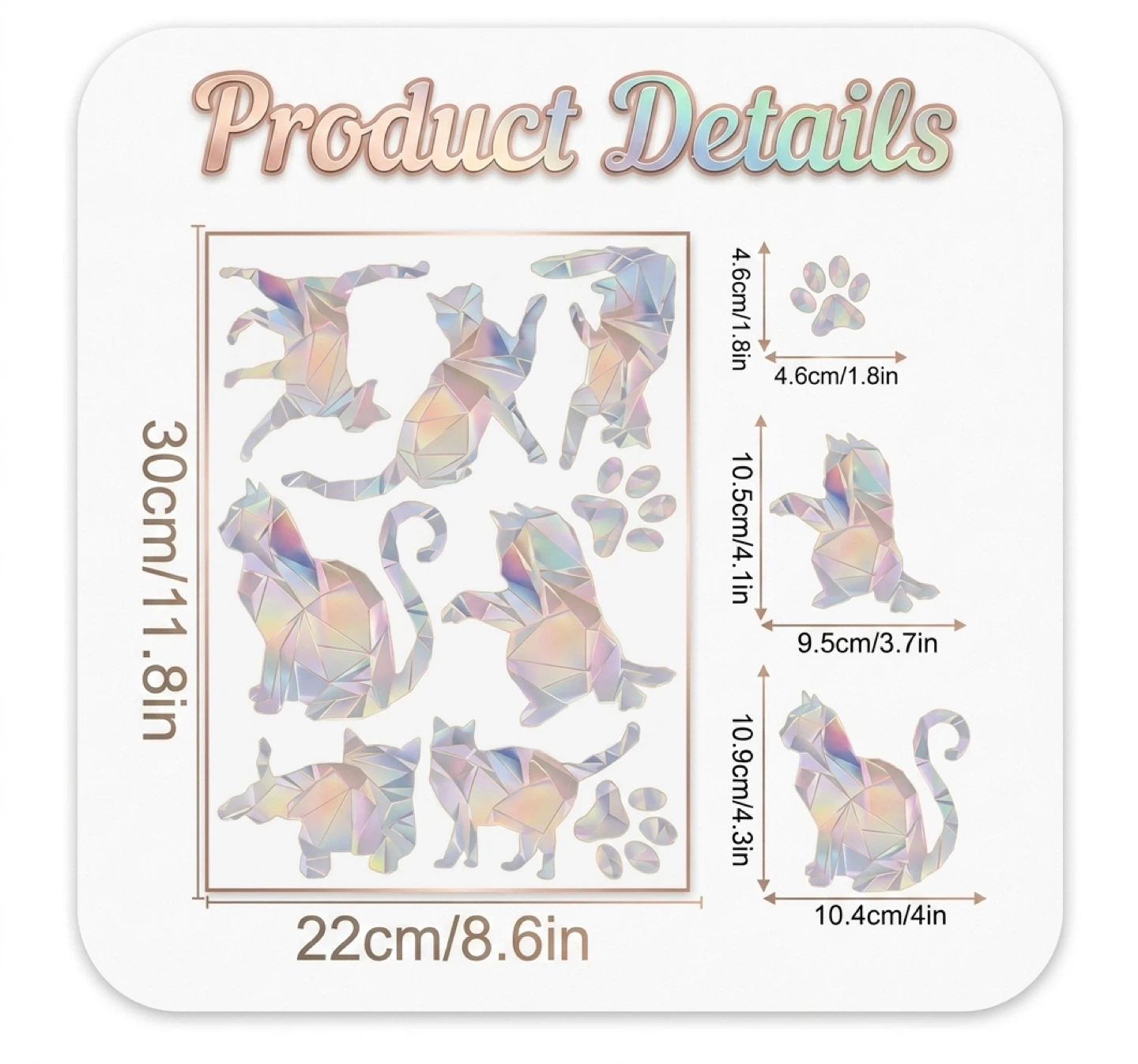 Cat Suncatcher Window Decals - Rainbow Prism (Static Cling) - photo 3