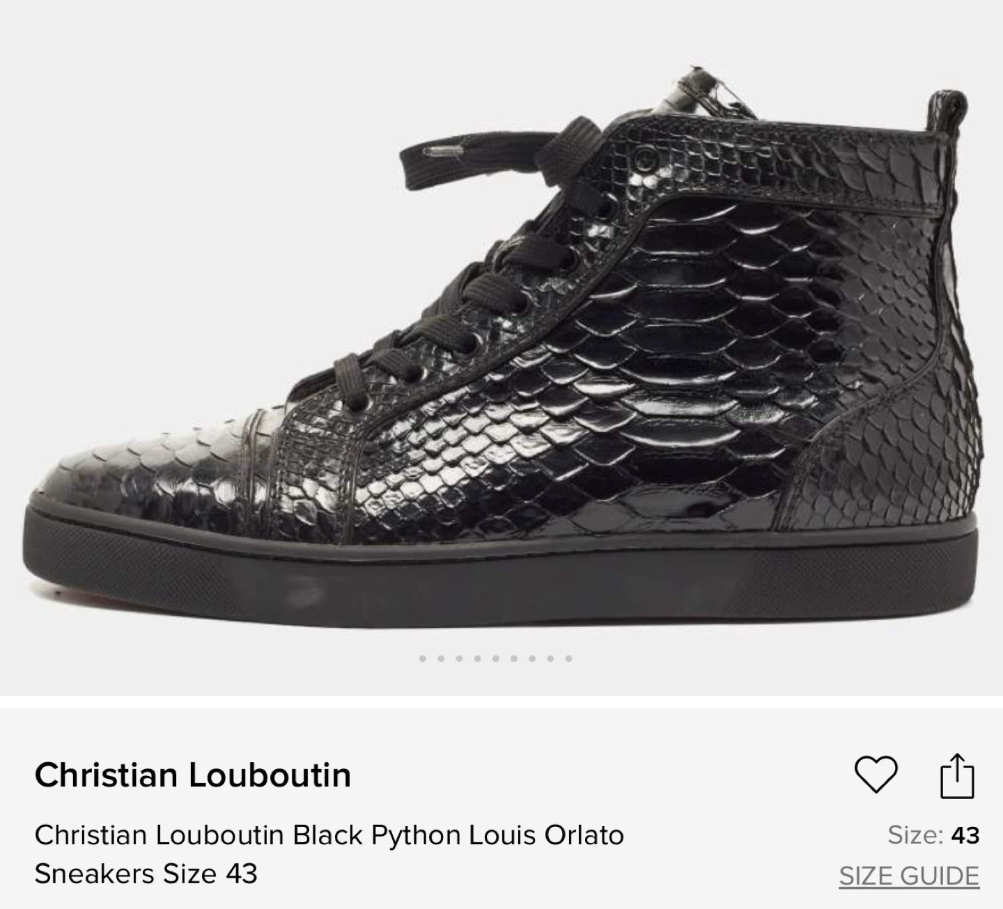 Christian Louboutin Black Python Louis Orlato Sneakers Size 43 - photo 4