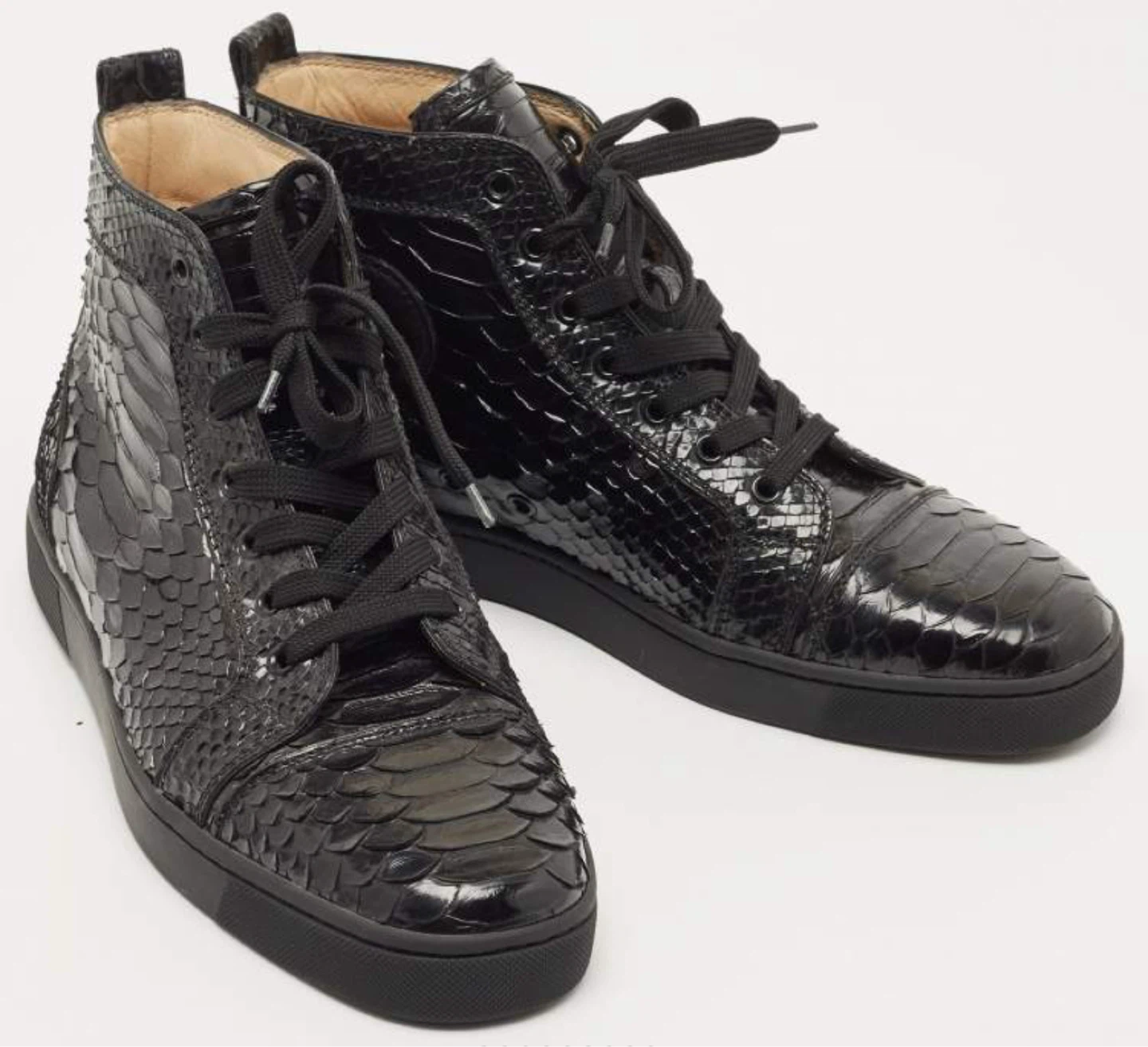 Christian Louboutin Black Python Louis Orlato Sneakers Size 43