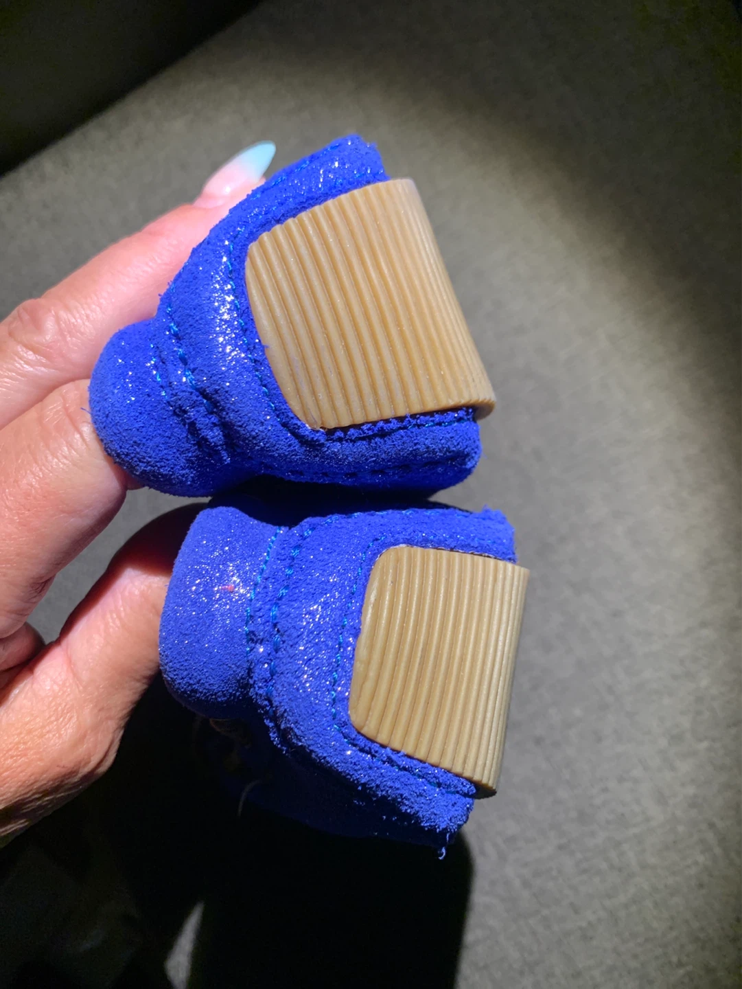 Ladies,Lamo Blue Glitter Moccasins (Leather)Size 8 - photo 3