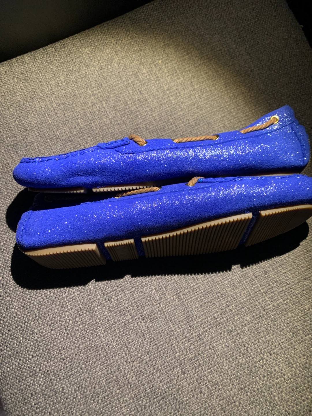 Ladies,Lamo Blue Glitter Moccasins (Leather)Size 8 - photo 5