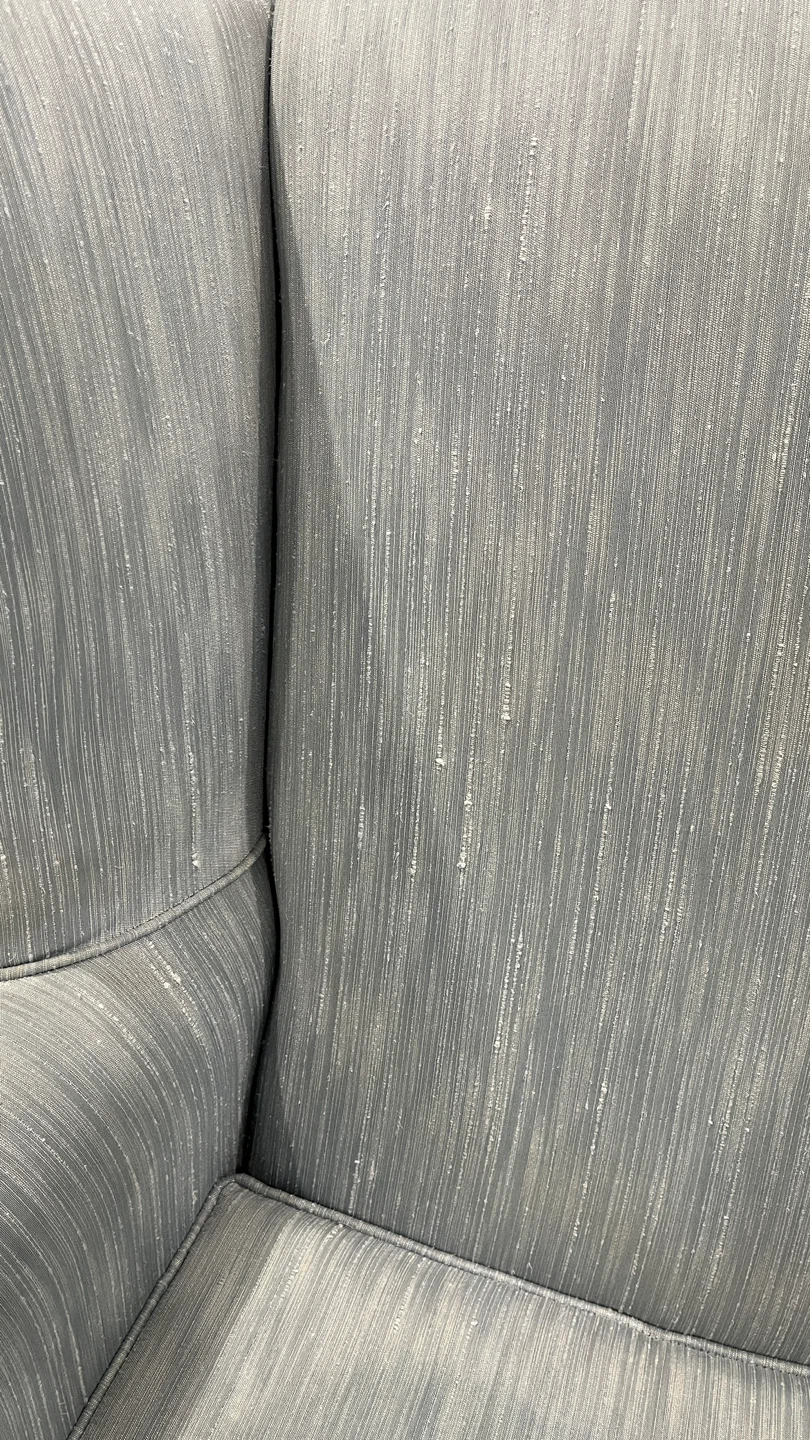 2 Wingback Armchair - Light Blue Striped Fabric - photo 2