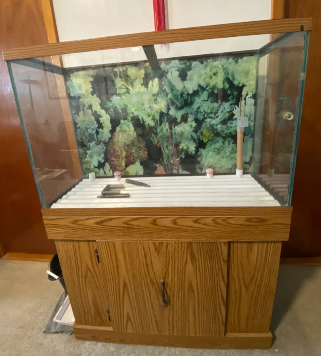 Aquarium with Oak Cabinet Stand 29gallons